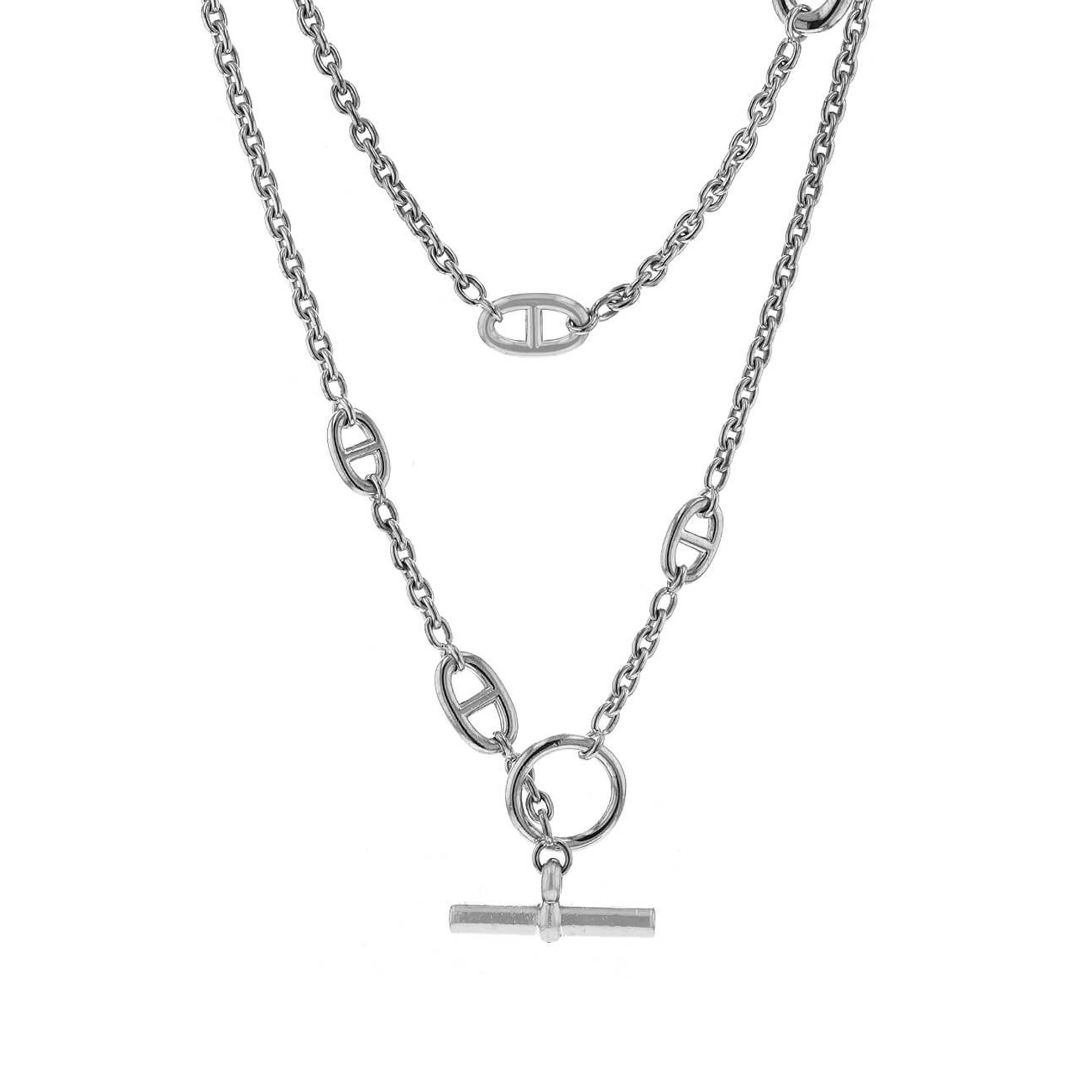 HERMES FARANDOLE SILVER LONG NECKLACE H104568B 00